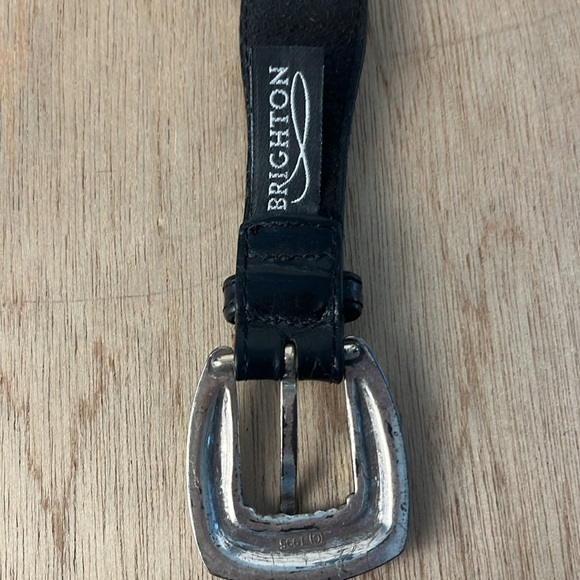 Vintage Brighton Leather Metal Belt 1995 Medium Heavy Weight Tarnished Weathered - Picture 10 of 16